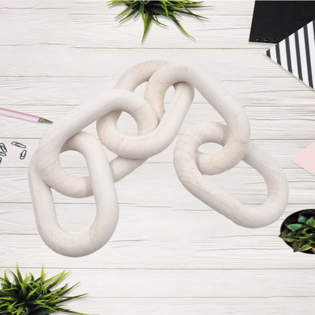 White Wood Chain Link Decor - 5-Link Sculptural Accent by HitMyNeed
