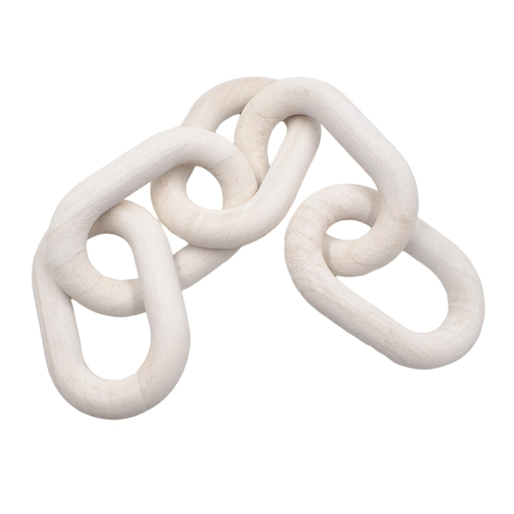 White Wood Chain Link Decor - 5-Link Sculptural Accent by HitMyNeed