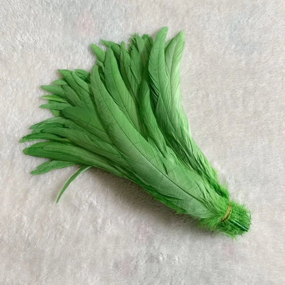 Wholesale 500pcs Color Rooster Tail Feathers 25-45cm apple-green 40-45cm by HitMyNeed