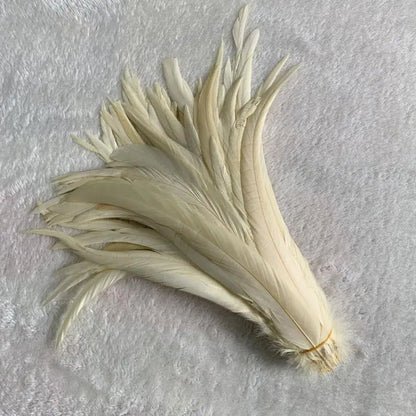 Wholesale 500pcs Color Rooster Tail Feathers 25-45cm beige 40-45cm by HitMyNeed