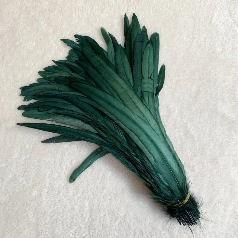 Wholesale 500pcs Color Rooster Tail Feathers 25-45cm blackish-green 35-40cm by HitMyNeed