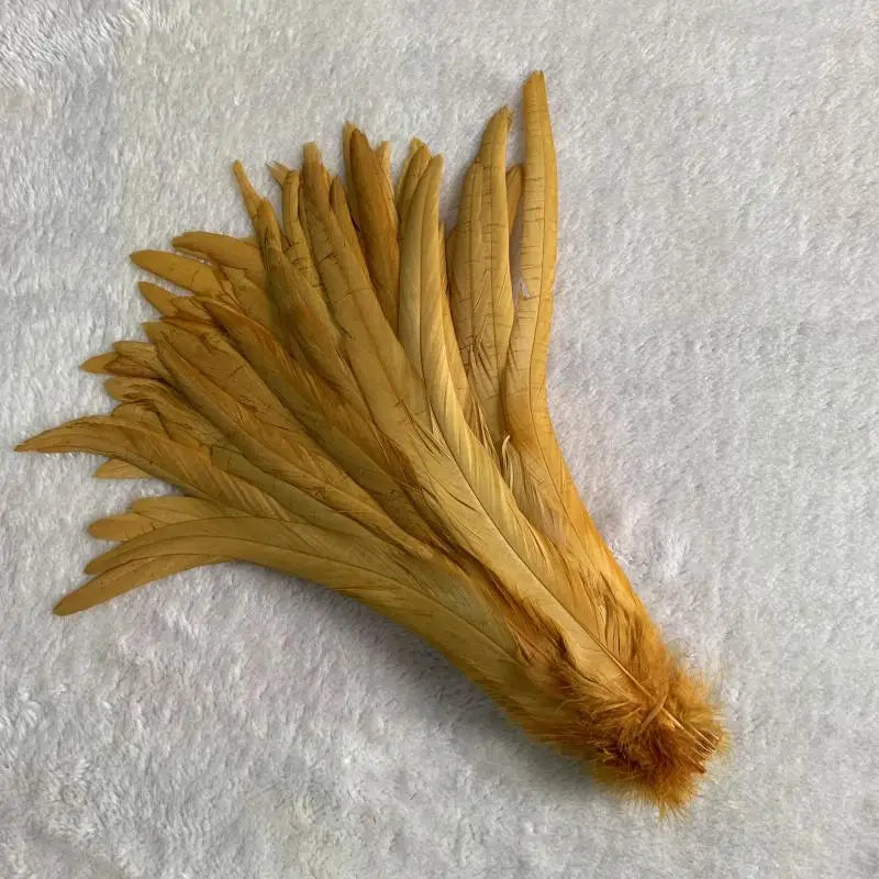 Wholesale 500pcs Color Rooster Tail Feathers 25-45cm dark-gold 40-45cm by HitMyNeed
