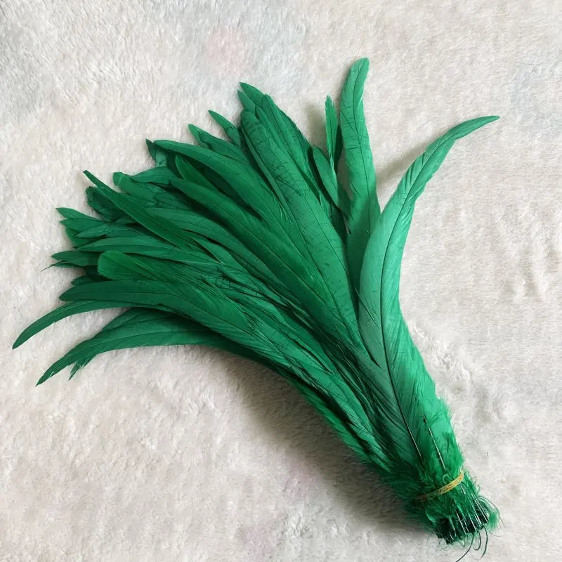 Wholesale 500pcs Color Rooster Tail Feathers 25-45cm dark-green 40-45cm by HitMyNeed