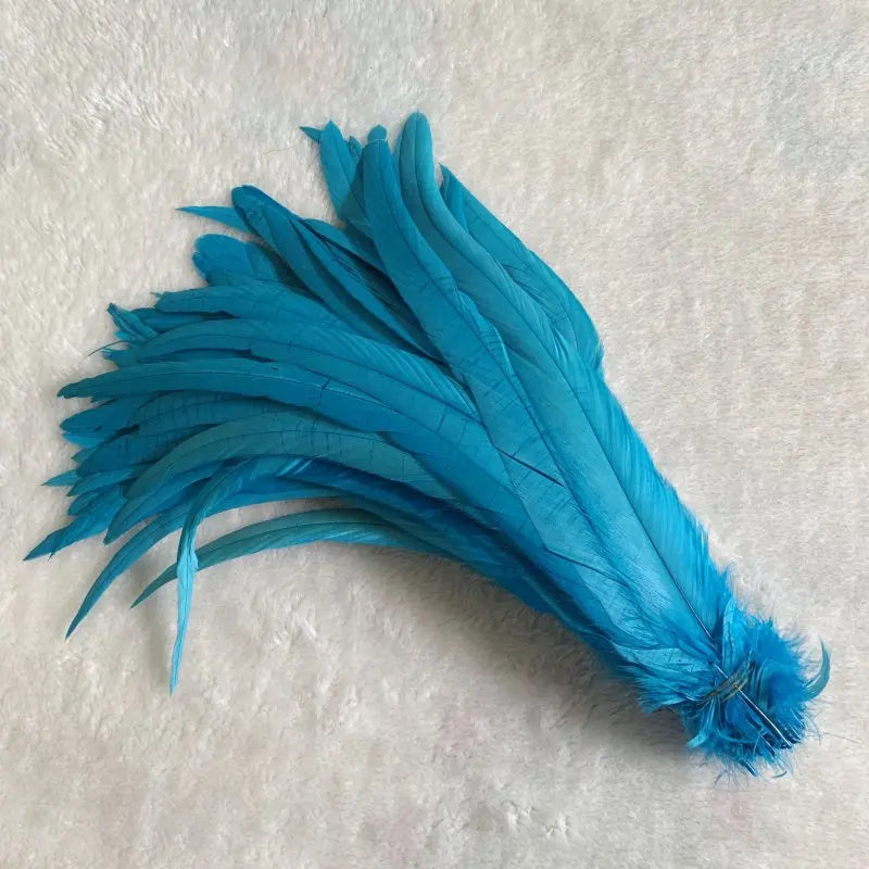 Wholesale 500pcs Color Rooster Tail Feathers 25-45cm lake-blue 40-45cm by HitMyNeed