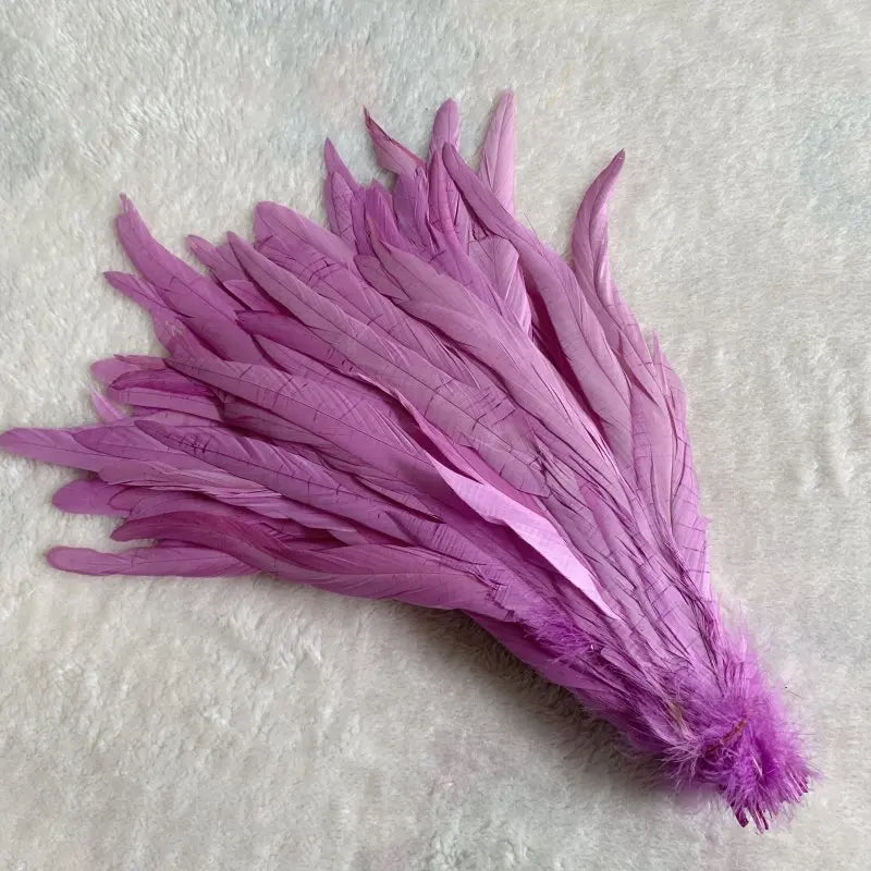 Wholesale 500pcs Color Rooster Tail Feathers 25-45cm light-purple 40-45cm by HitMyNeed