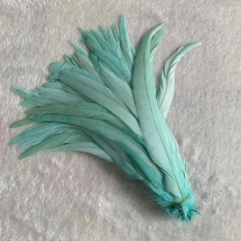 Wholesale 500pcs Color Rooster Tail Feathers 25-45cm mint-green 30-35cm by HitMyNeed