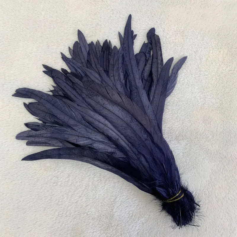 Wholesale 500pcs Color Rooster Tail Feathers 25-45cm navy 40-45cm by HitMyNeed