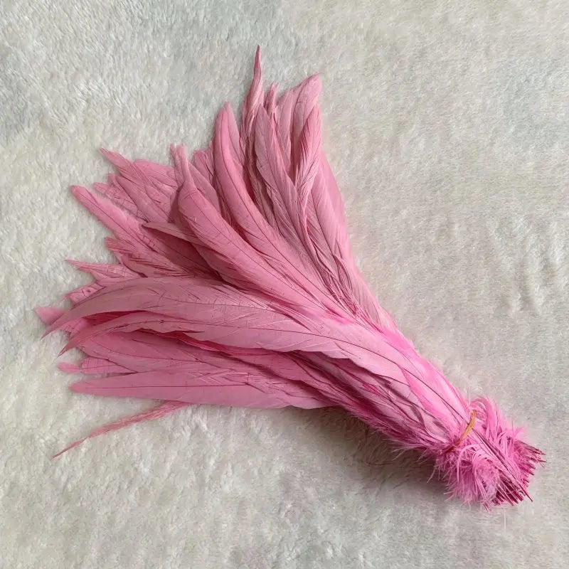 Wholesale 500pcs Color Rooster Tail Feathers 25-45cm pink 40-45cm by HitMyNeed