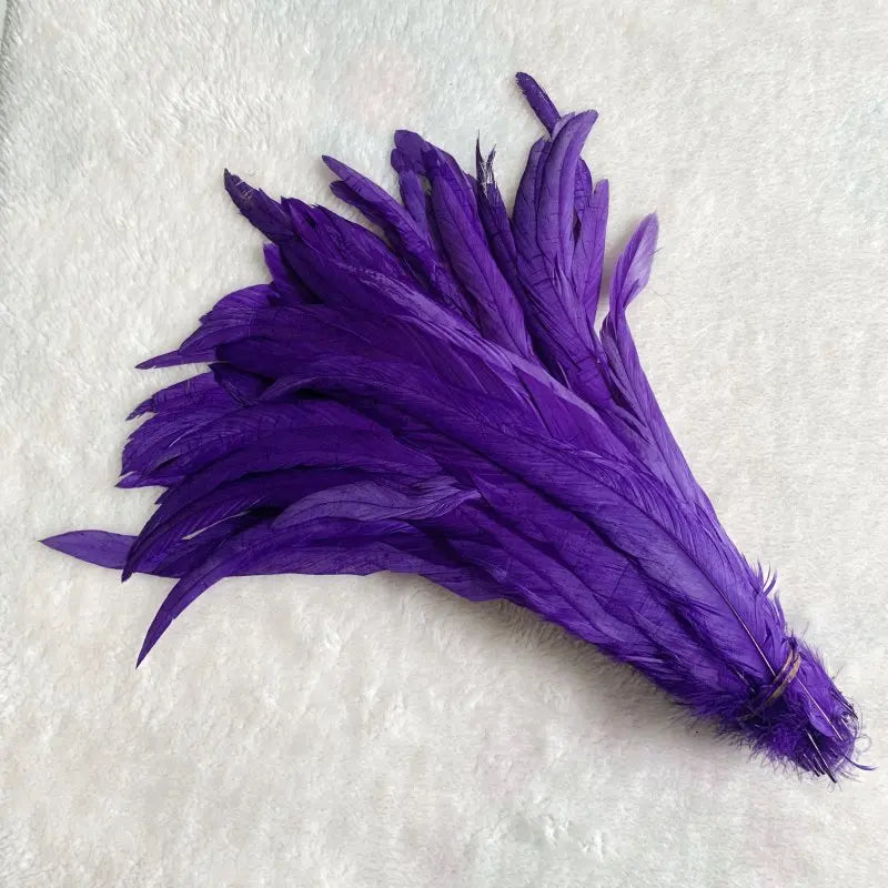 Wholesale 500pcs Color Rooster Tail Feathers 25-45cm purple 40-45cm by HitMyNeed