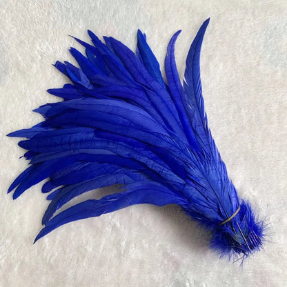 Wholesale 500pcs Color Rooster Tail Feathers 25-45cm royal-blue 40-45cm by HitMyNeed