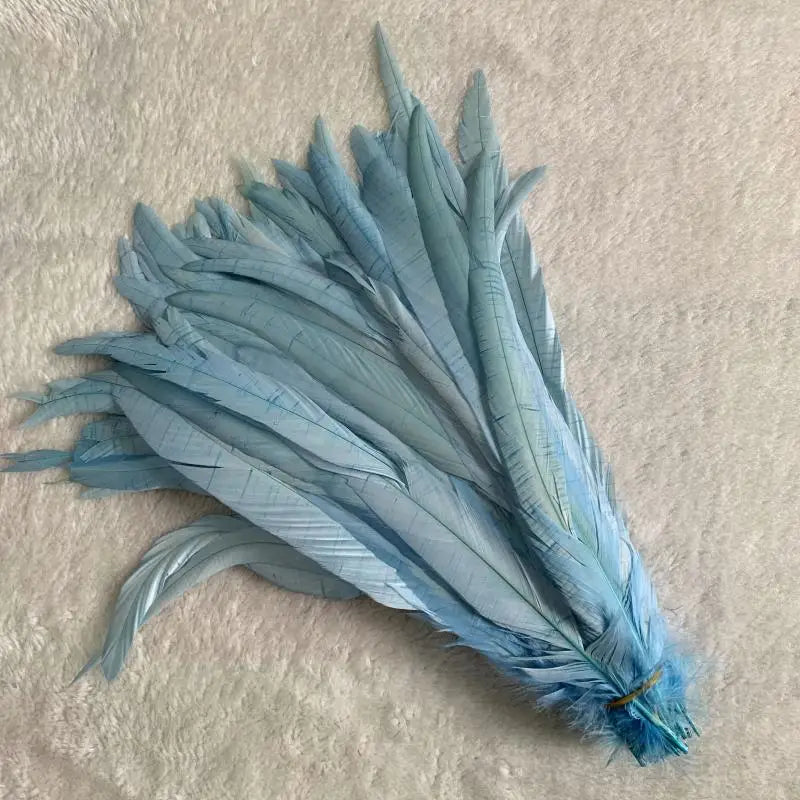 Wholesale 500pcs Color Rooster Tail Feathers 25-45cm sky-blue 40-45cm by HitMyNeed