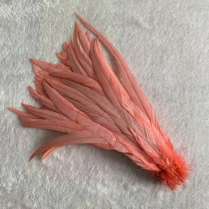 Wholesale 500pcs Color Rooster Tail Feathers 25-45cm watermelon-red 40-45cm by HitMyNeed