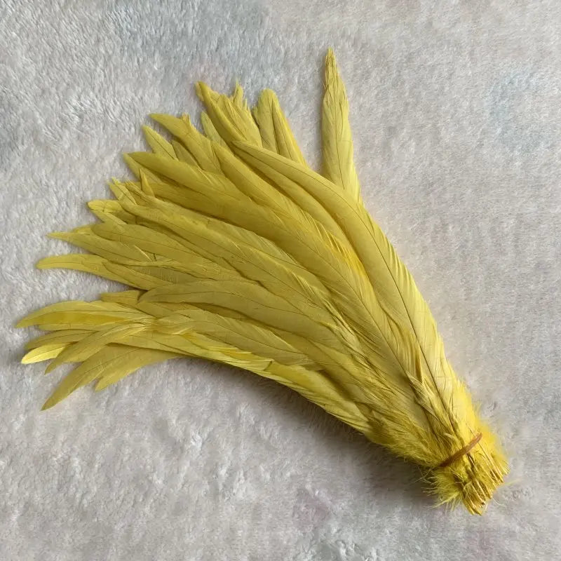 Wholesale 500pcs Color Rooster Tail Feathers 25-45cm yelllow 40-45cm by HitMyNeed