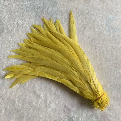 Wholesale 500pcs Color Rooster Tail Feathers 25-45cm yelllow 40-45cm by HitMyNeed