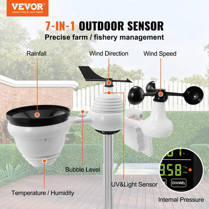 Wi-Fi Weather Station 7.5" Display with 7-in-1 Sensors by HitMyNeed
