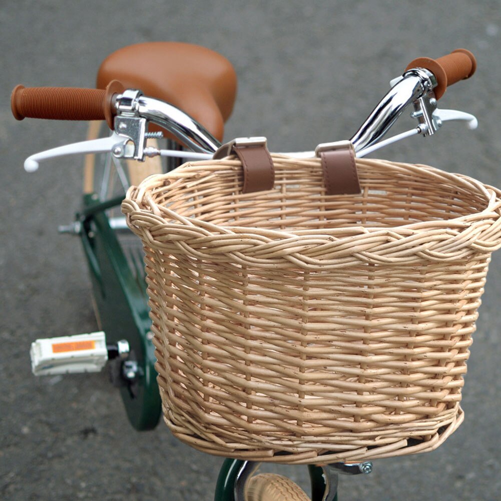Wicker Bike Basket with Adjustable Leather Straps by HitMyNeed