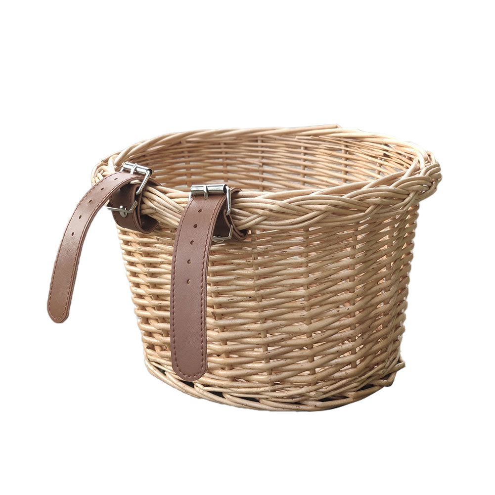 Wicker Bike Basket with Adjustable Leather Straps by HitMyNeed