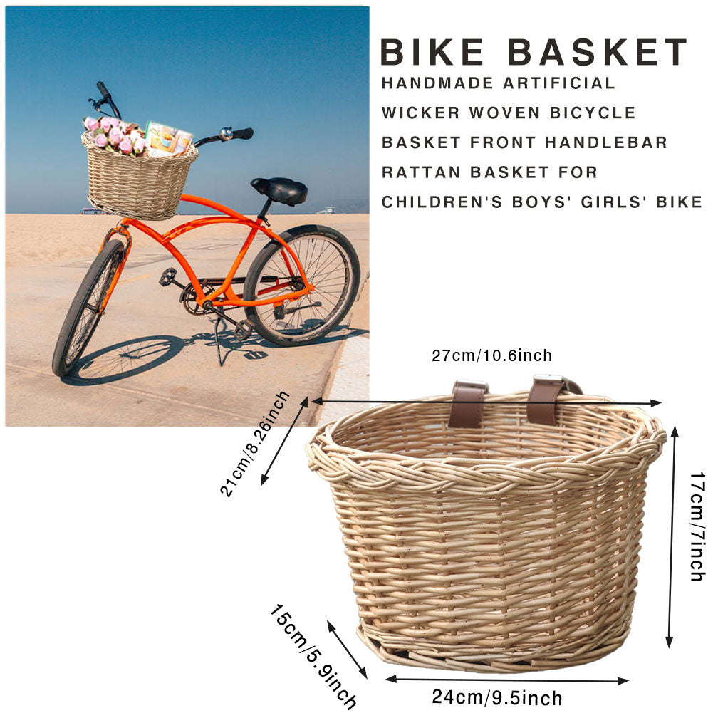 Wicker Bike Basket with Adjustable Leather Straps by HitMyNeed