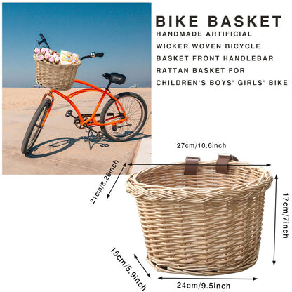 Wicker Bike Basket with Adjustable Leather Straps by HitMyNeed