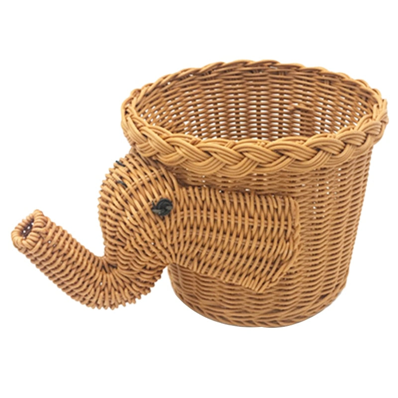Wicker Elephant Fruit Basket Rattan Look 20 x 16cm by HitMyNeed