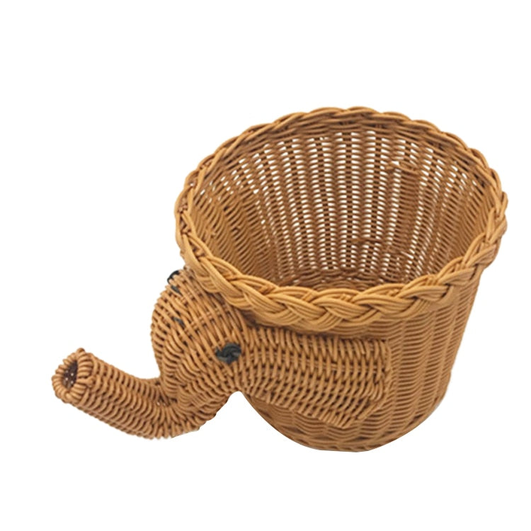 Wicker Elephant Fruit Basket Rattan Look 20 x 16cm by HitMyNeed