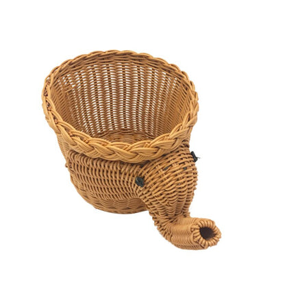 Wicker Elephant Fruit Basket Rattan Look 20 x 16cm by HitMyNeed