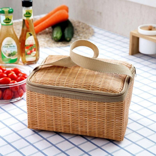 Wicker Picnic Basket with Insulated Cooler Lining by HitMyNeed