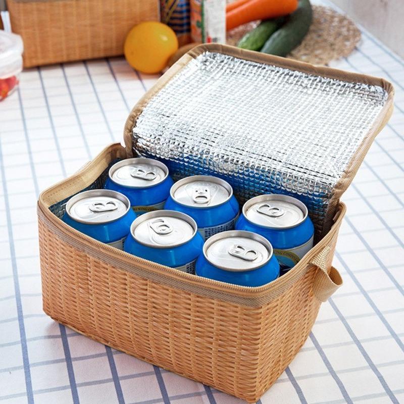 Wicker Picnic Basket with Insulated Cooler Lining by HitMyNeed