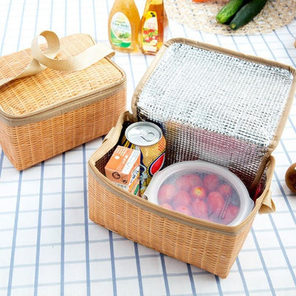 Wicker Picnic Basket with Insulated Cooler Lining by HitMyNeed