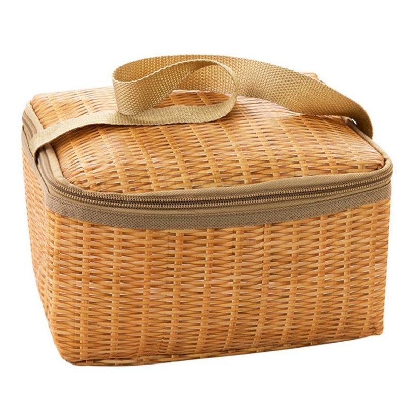 Wicker Picnic Basket with Insulated Cooler Lining by HitMyNeed
