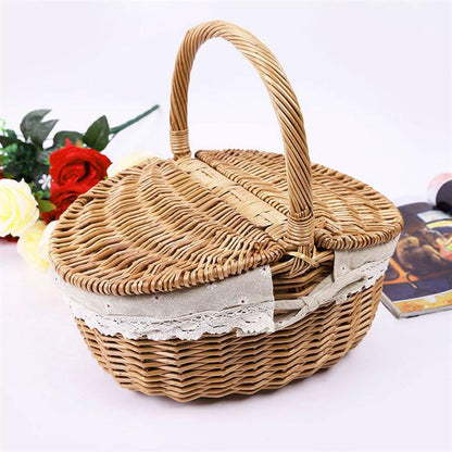 Wicker Picnic Hamper Basket with Removable Lining by HitMyNeed