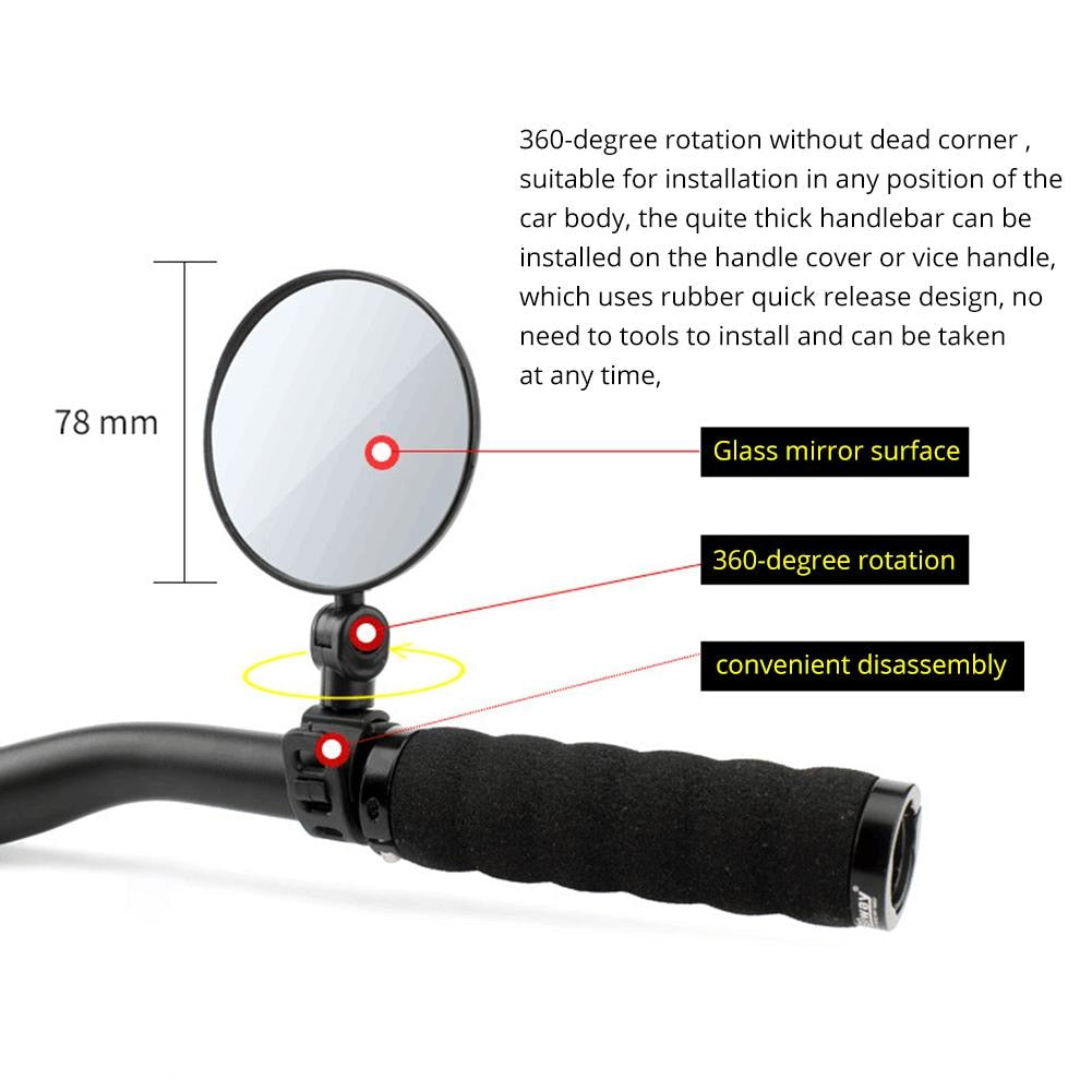 Wide-Angle Bicycle Rearview Mirror 360° Adjustable by HitMyNeed