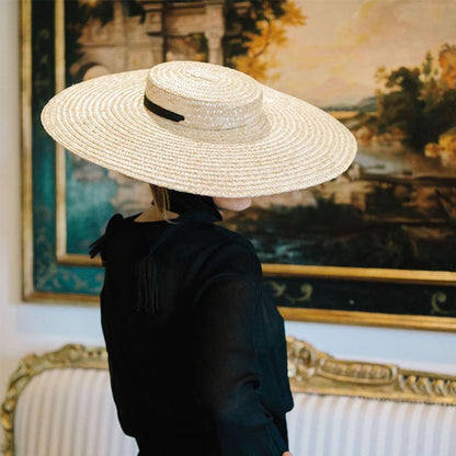 Wide Brim Straw Boater Hat with UV Sun Protection by HitMyNeed