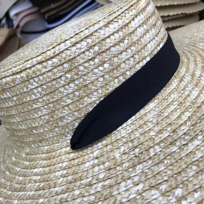 Wide Brim Straw Boater Hat with UV Sun Protection by HitMyNeed