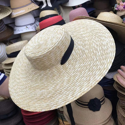 Wide Brim Straw Boater Hat with UV Sun Protection by HitMyNeed