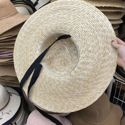 Wide Brim Straw Boater Hat with UV Sun Protection by HitMyNeed