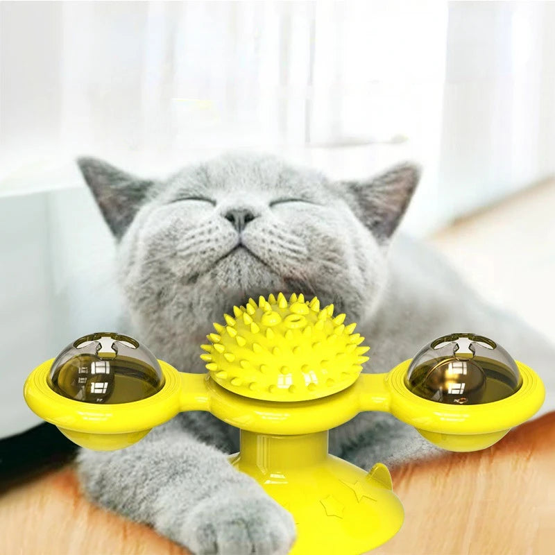 Windmill Interactive Cat Toy with Turntable & Brush by HitMyNeed