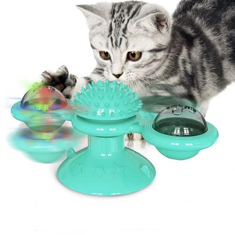 Windmill Interactive Cat Toy with Turntable & Brush a by HitMyNeed