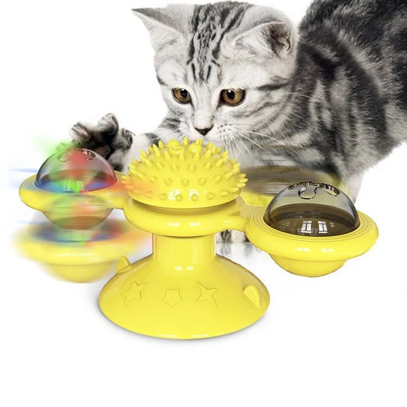 Windmill Interactive Cat Toy with Turntable & Brush b by HitMyNeed
