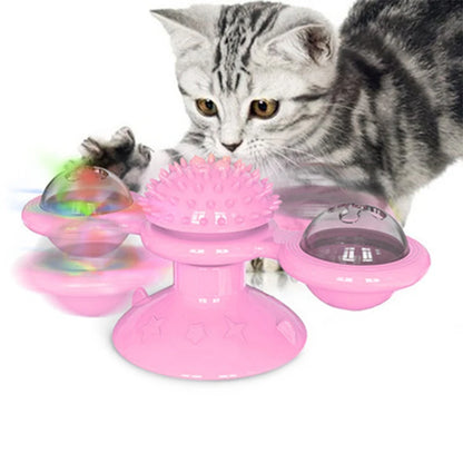 Windmill Interactive Cat Toy with Turntable & Brush e by HitMyNeed
