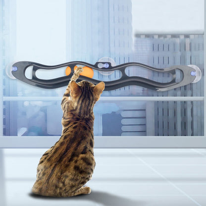 Window Suction Cat Track Toy with Rolling Balls by HitMyNeed