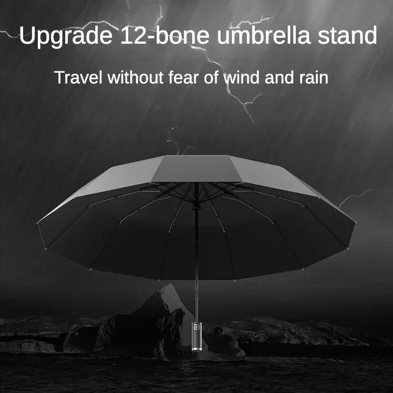Windproof 12-Rib Automatic Folding Umbrella by HitMyNeed