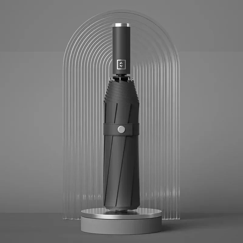 Windproof 12-Rib Automatic Folding Umbrella black by HitMyNeed