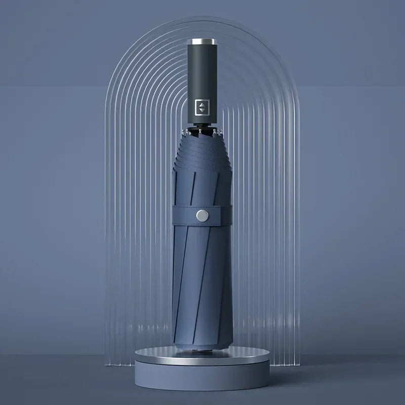 Windproof 12-Rib Automatic Folding Umbrella navy-blue by HitMyNeed