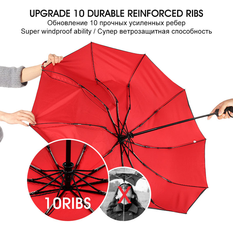 Windproof Double Auto Folding Umbrella, 10-Rib Large by HitMyNeed
