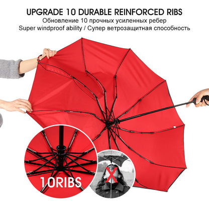 Windproof Double Auto Folding Umbrella, 10-Rib Large by HitMyNeed