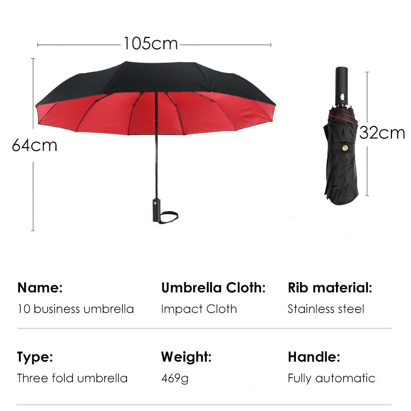 Windproof Double Auto Folding Umbrella, 10-Rib Large by HitMyNeed