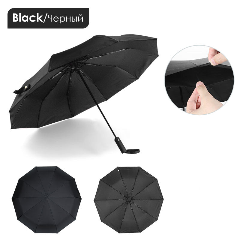 Windproof Double Auto Folding Umbrella, 10-Rib Large black by HitMyNeed