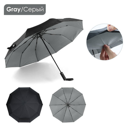 Windproof Double Auto Folding Umbrella, 10-Rib Large gray by HitMyNeed