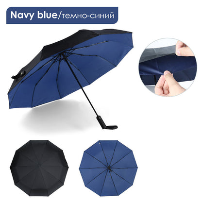 Windproof Double Auto Folding Umbrella, 10-Rib Large navyblue by HitMyNeed